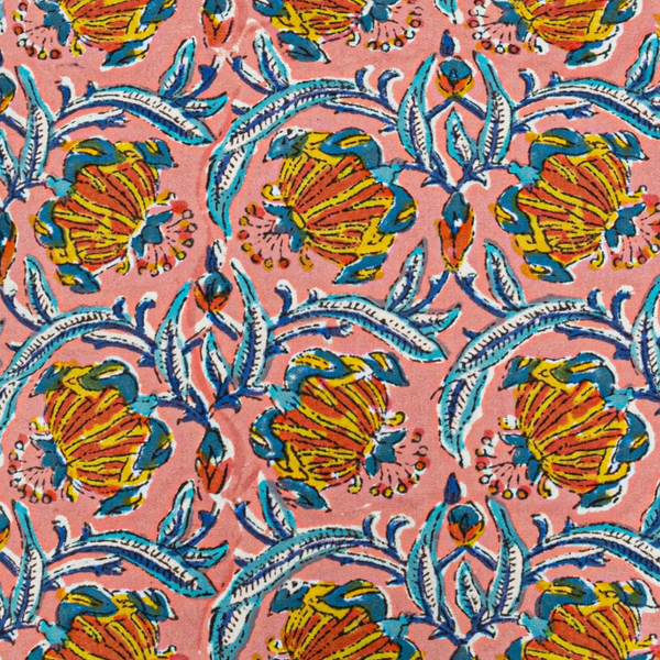 67" Square Jaipur Peach Tablecloth