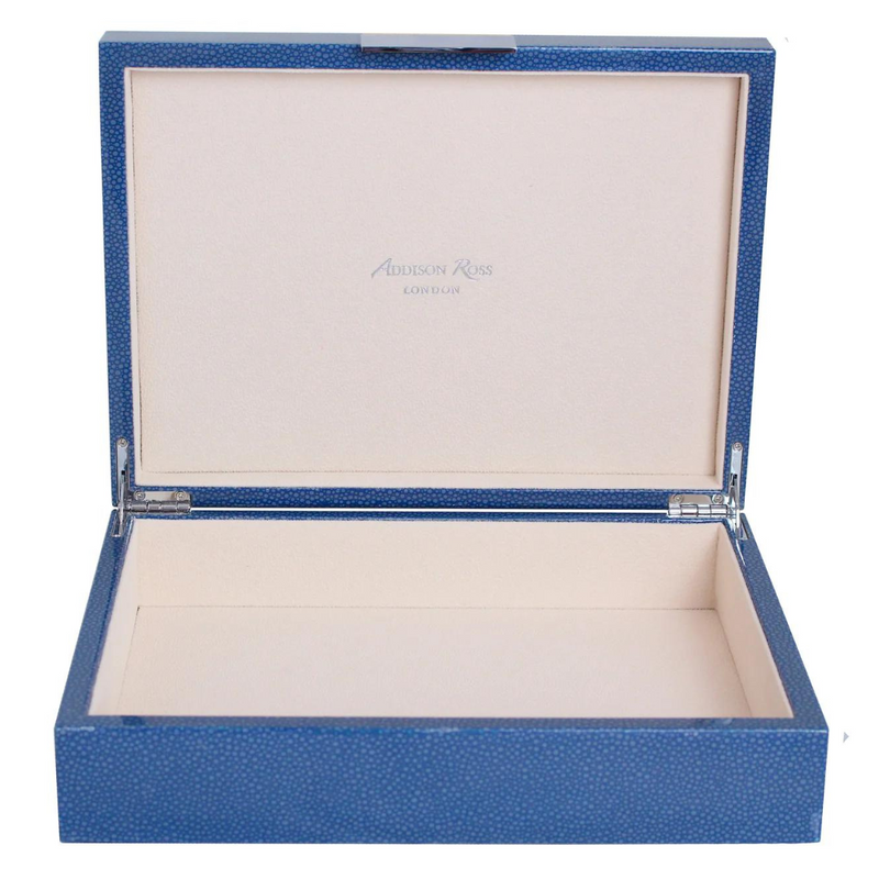 Large Blue Shagreen Silver Box