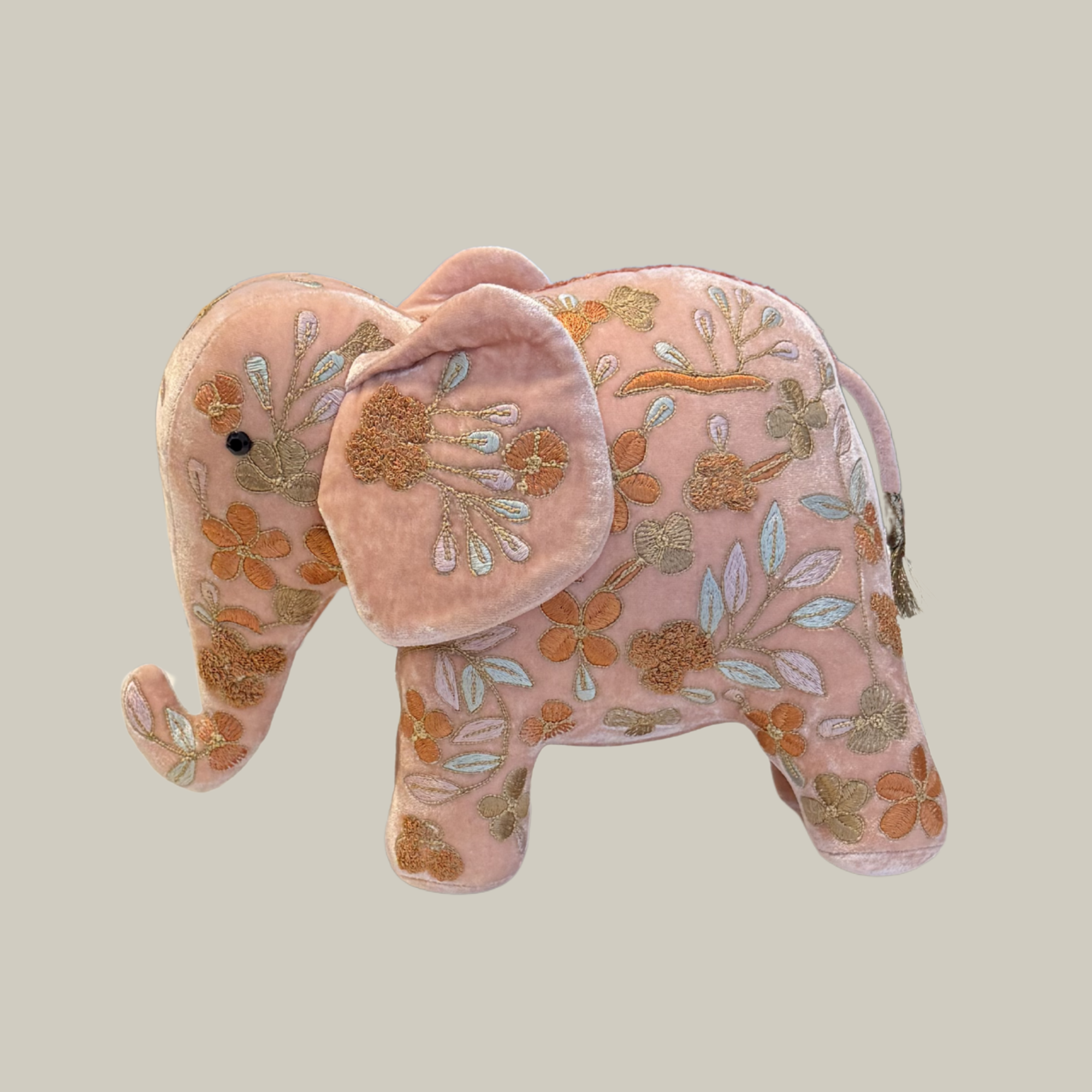 Sona Silk Velvet Embroidered Elephant in Old Rose – Stewart House