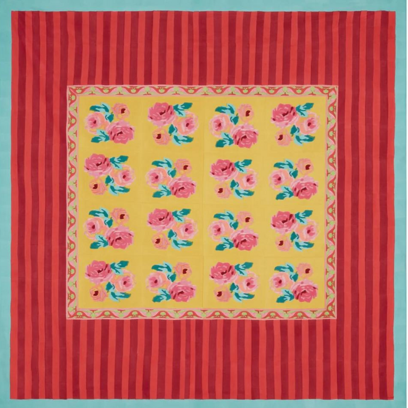 70" x 70" Nizam Stripe Sulphur Tablecloth