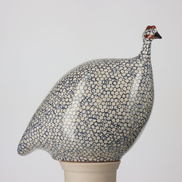 White Speckled Cobalt Guinea Fowl - Large