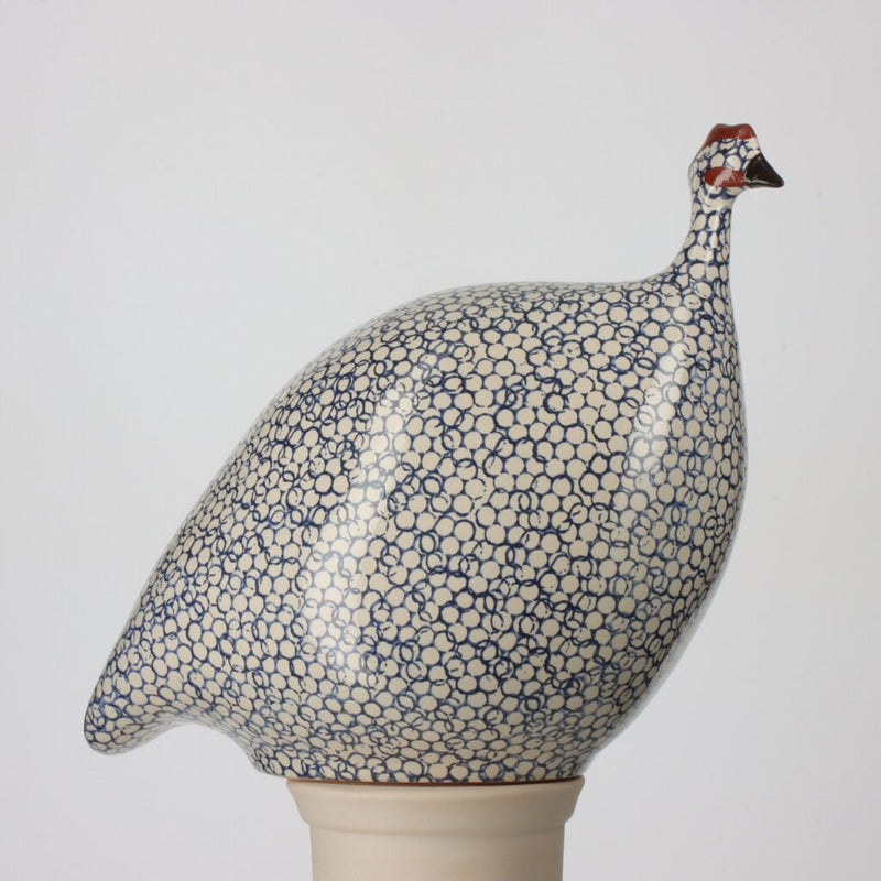 White Speckled Cobalt Guinea Fowl - Large