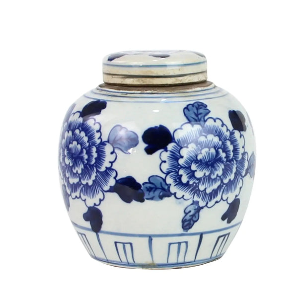 Blue and White Mini Jar the Peony