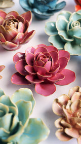 Blush Pink Begonia Ceramic Flowers - Rustic Flower Gifts