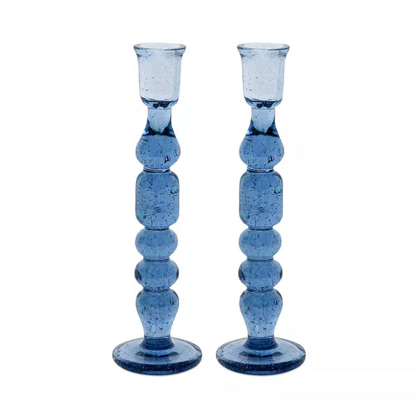 Provence 9" Chambray Candlestick set/2