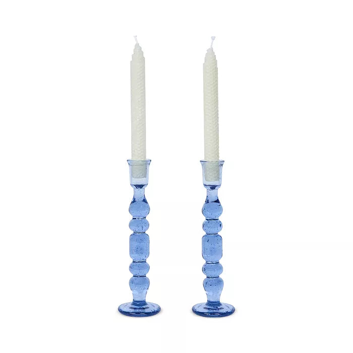 Provence 9" Chambray Candlestick set/2