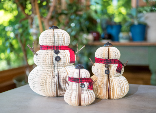 Snowman Christmas Decor- Handmade Holiday Literary Decor