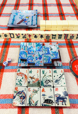 Mahjong Decoupage Glass Tray