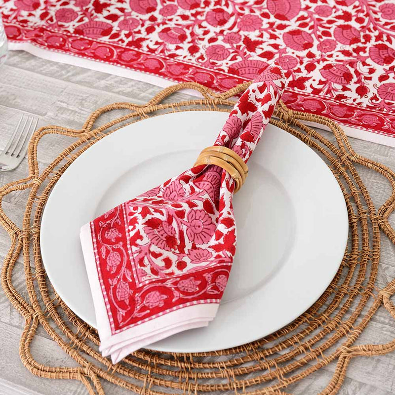 S/4 Crimson Blossom Napkins