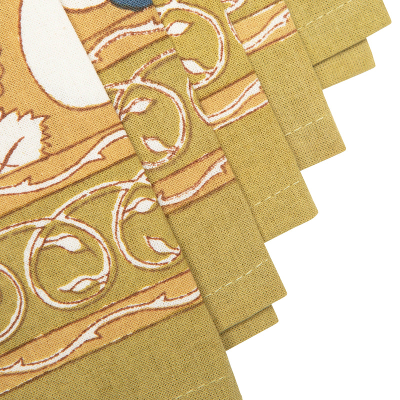 S/4 Forest Harvest Mustard & Blue Napkins