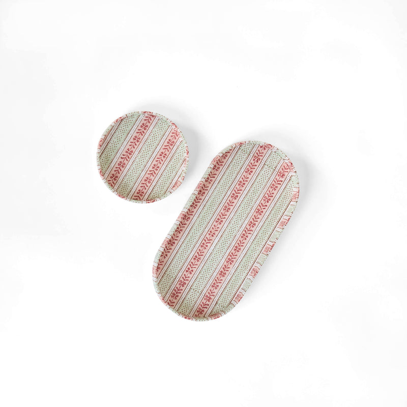 Mint Rose Rhea Round Desk Tray Set