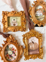 Vintage Style Autumnal Gold Framed Ornaments