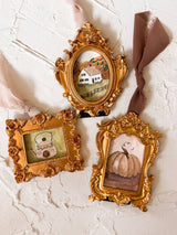 Vintage Style Autumnal Gold Framed Ornaments