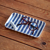 White Blue Stripe Linen Tray