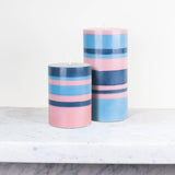 Tall Old Rose Indigo and Pompadour Eco Pillar Candle, 6''