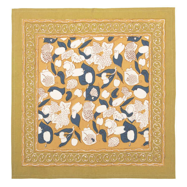 S/4 Forest Harvest Mustard & Blue Napkins