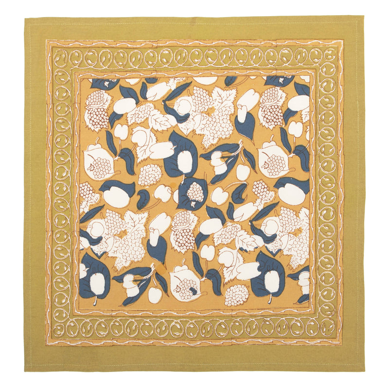 S/4 Forest Harvest Mustard & Blue Napkins