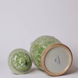 Green and White Porcelain Chrysanthemum Temple Jar