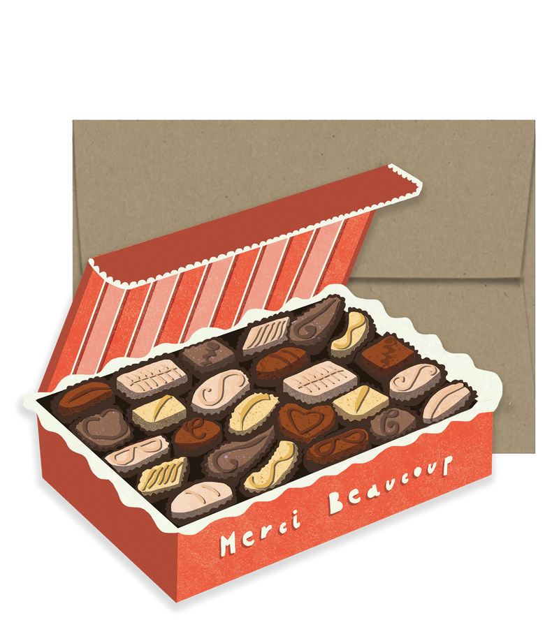 Merci Chocolate Box Die-Cut Card