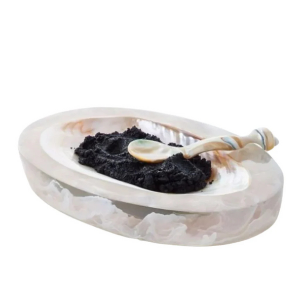 Large Caviar Dish with Shell Spoon