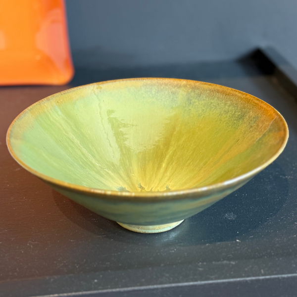 8" Dark Green Glaze Bowl
