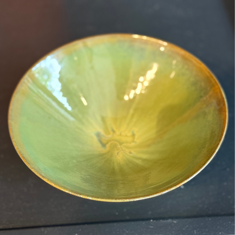 8" Dark Green Glaze Bowl