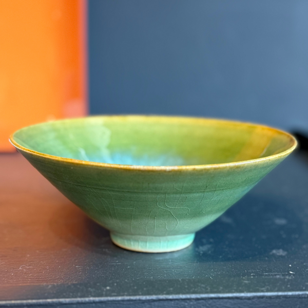 7" Dark Green Glaze Bowl
