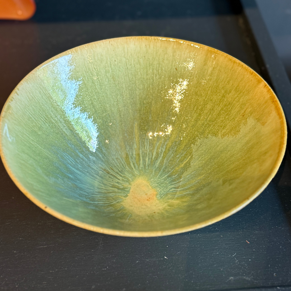 8.5" Green Glaze Bowl
