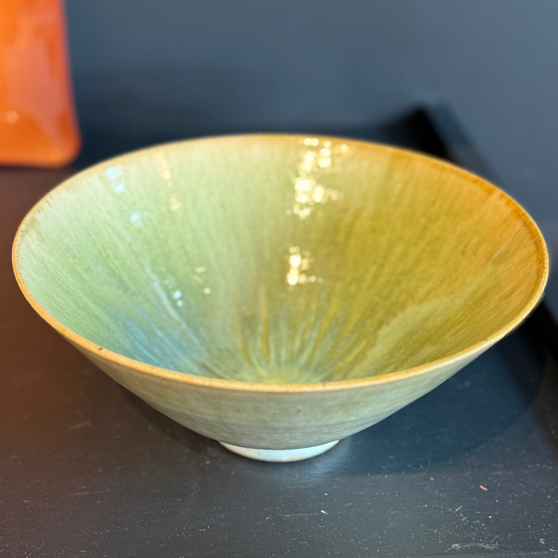 8.5" Green Glaze Bowl