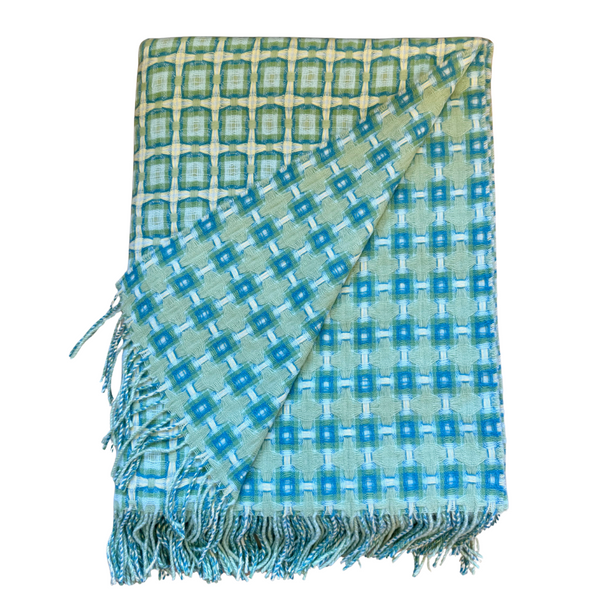 Aqua Basketweave Throw