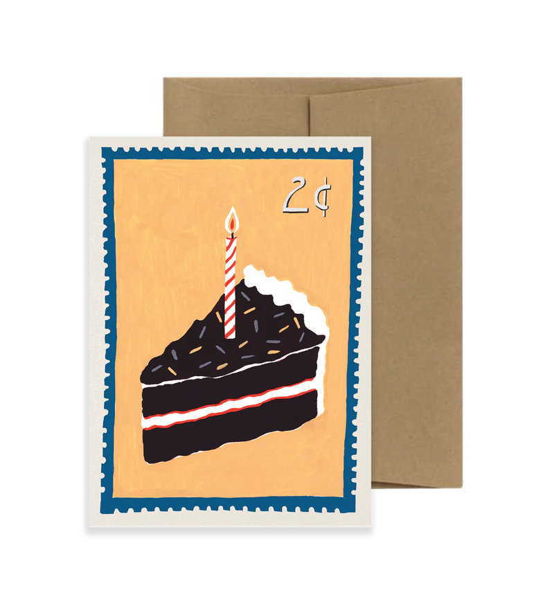 Happy Birthday Card-Vintage Stamp