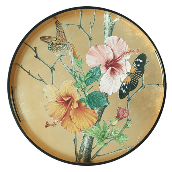 Lacquered Flowers & Butterfly Tray