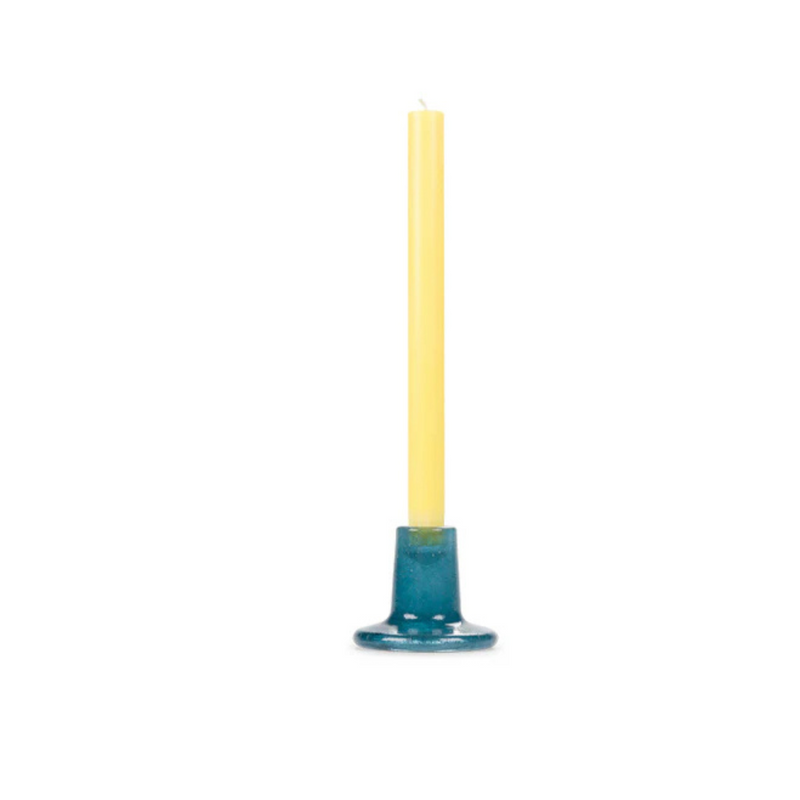 Mineral Blue Glass Candle Holder