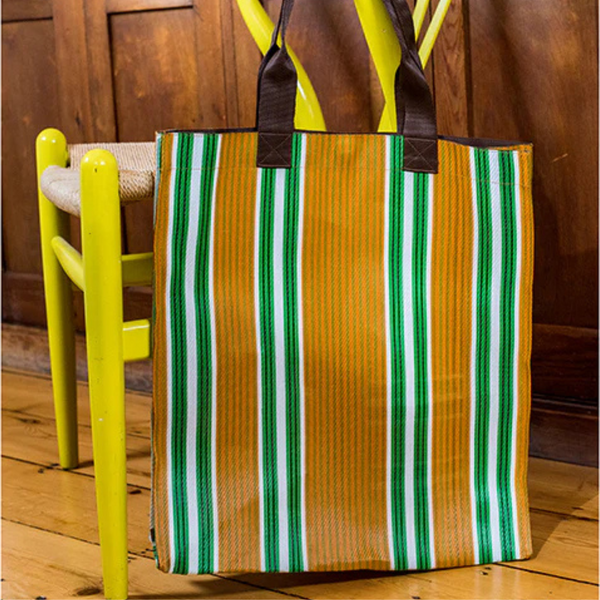 Market Tote, Orange & Grass Green