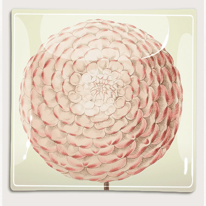 Pink Dahlia Decoupage Glass Tray