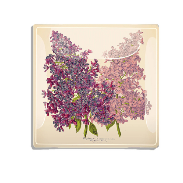 Pink & Purple Lilacs Decoupage Glass Tray