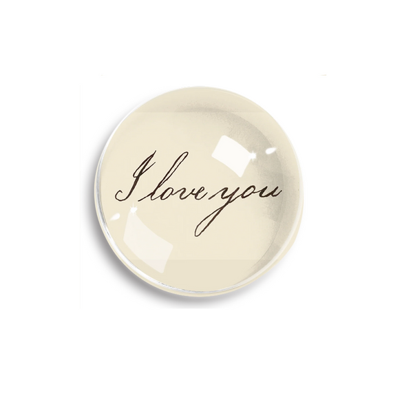 I Love You Script Glass Paperweight