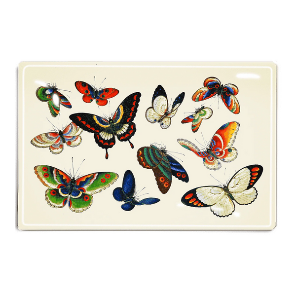 12 Fluttering Butterflies Glass Tray