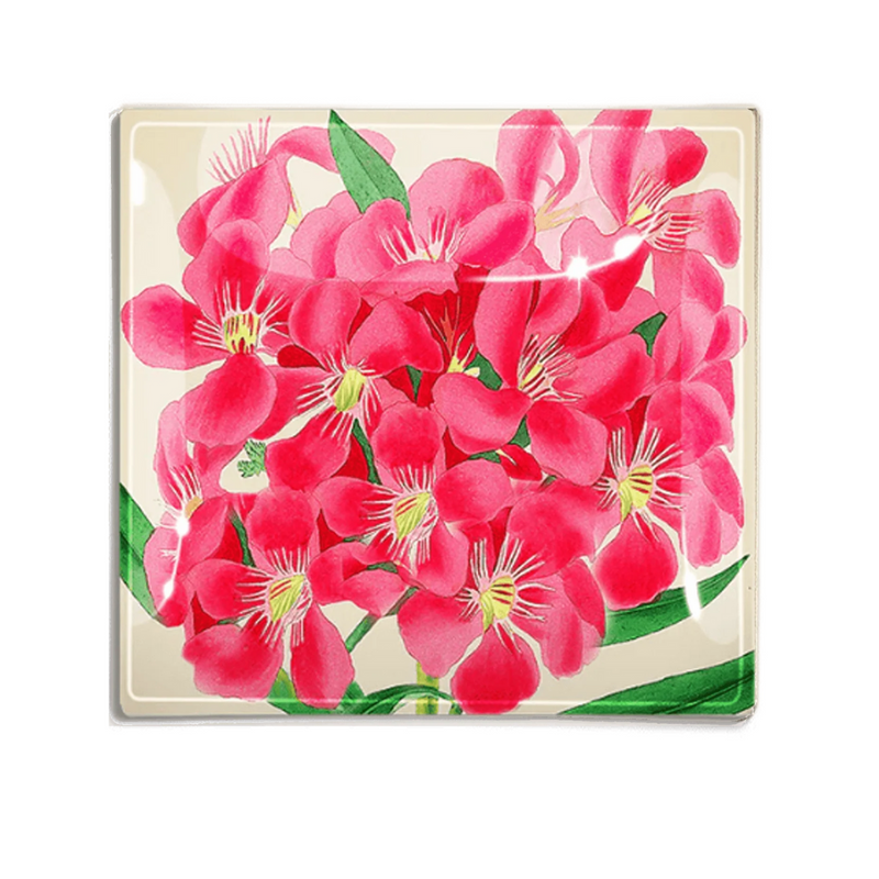 Tropical Pink Flower Decoupage Glass Tray