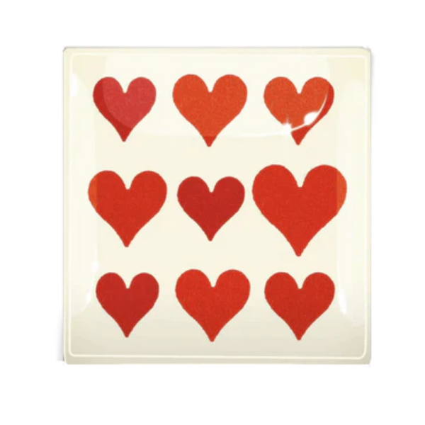 Nine of Hearts Decoupage Glass Tray