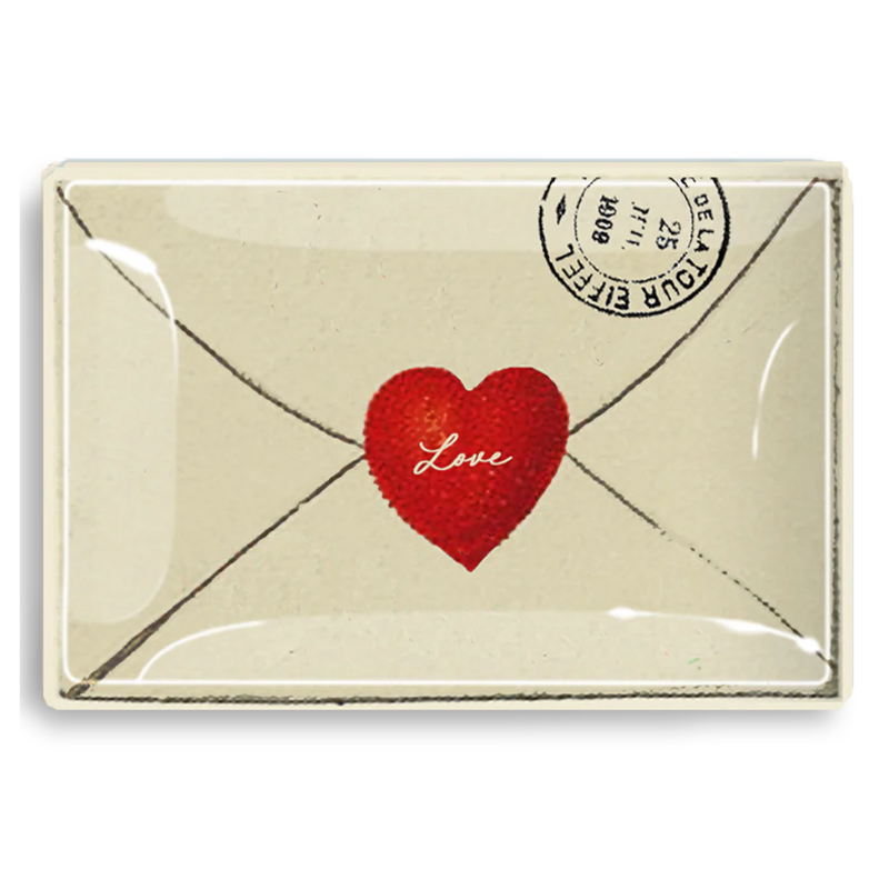 Love Script Envelope Decoupage Glass Tray