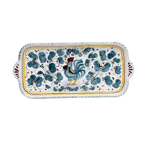 Deruta Green Rooster Tray