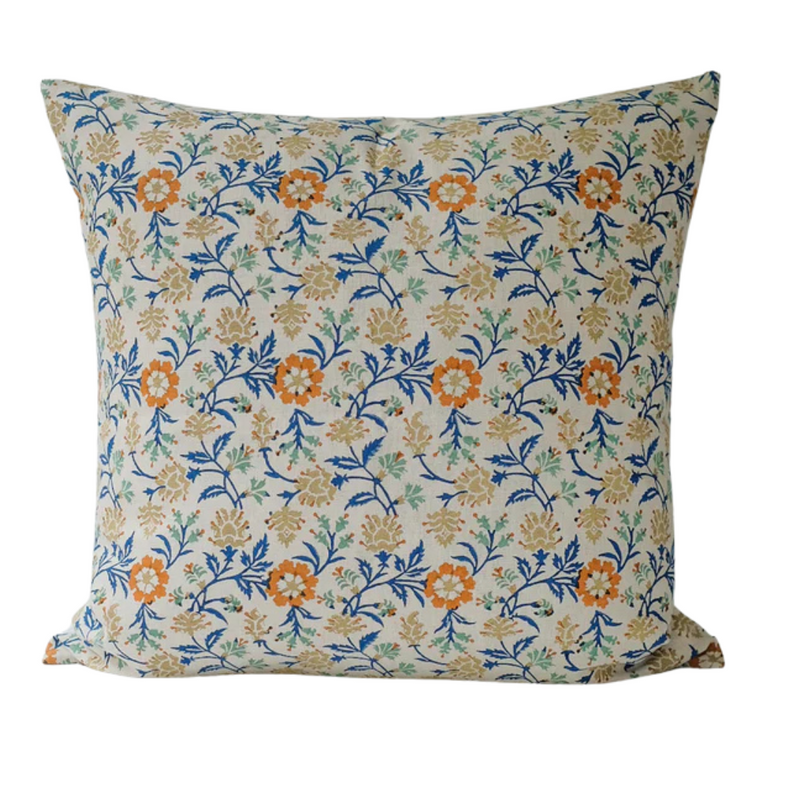 Priya 22" x 22" Handblocked Linen Pillow