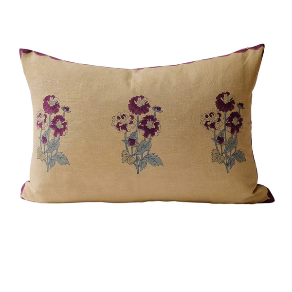 Meera 14" x 20" Handblocked Linen Pillow