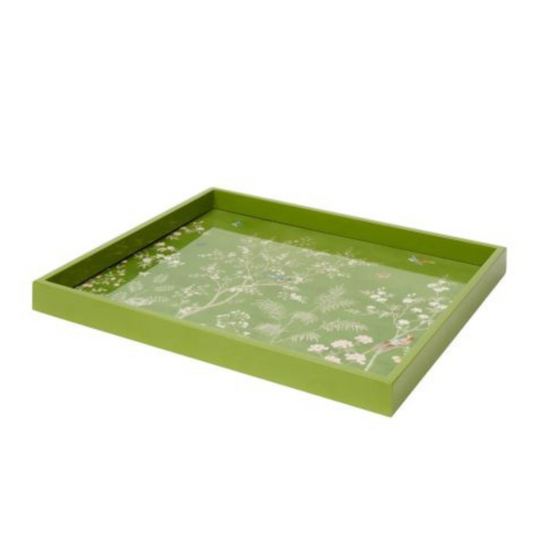 16 x 14  Green Chinoiserie Tray