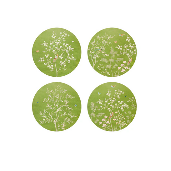 Green Chinoiserie Coasters, set/4