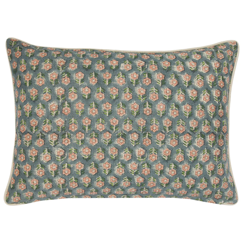 Tulsi Teal Coral Pillow 14"x20"