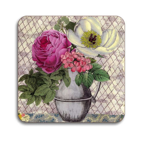 S/4 John Derian Floral Coasters