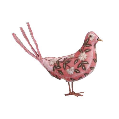 Moira Silk Velvet Embroidered Dove in Cyclamen