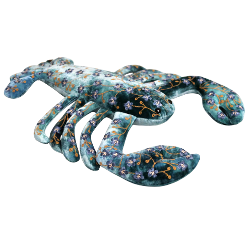 Misha Silk Velvet Embroidered Lobster in Shaded Indigo